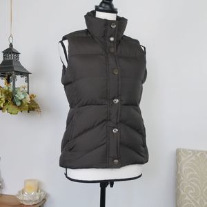 J.Crew Brown Down Feather Puffer Vest Snap Up XS